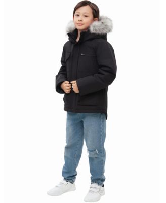 Little and Big Boys' Parka Jacket with Removable Trim