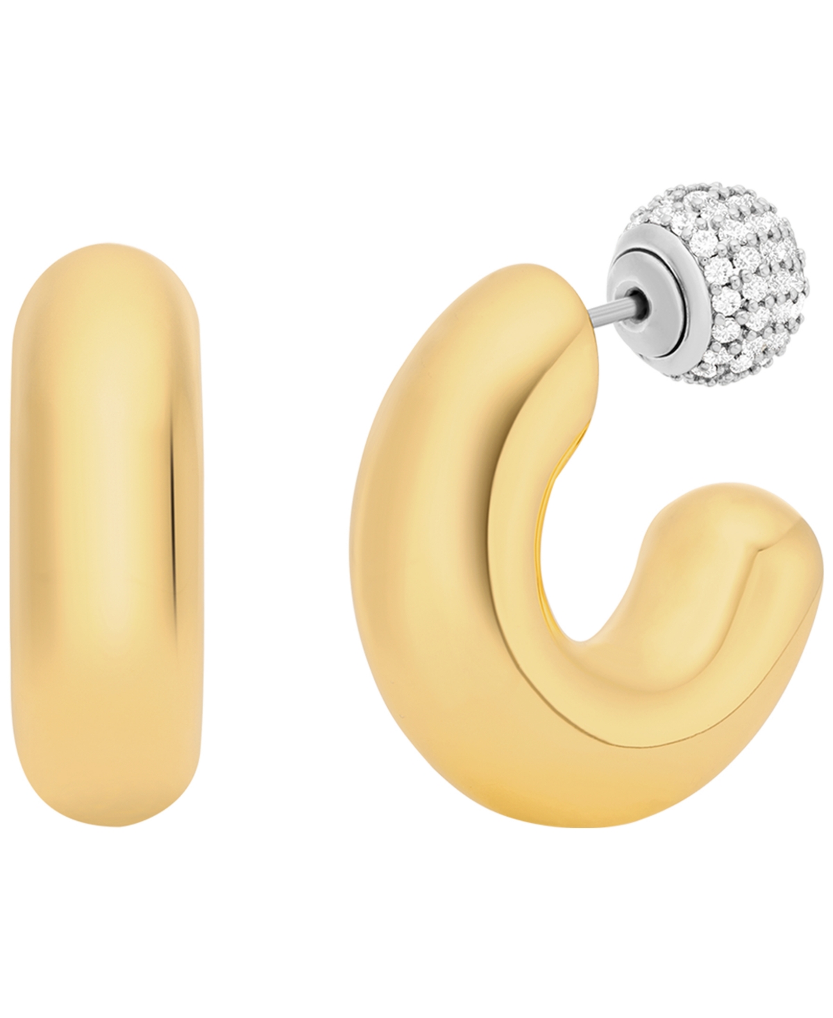 Gold-Tone Reversible Hoop Earrings - Gold