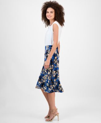 Women's Printed Pull-On Midi Skirt, Regular & Petite
