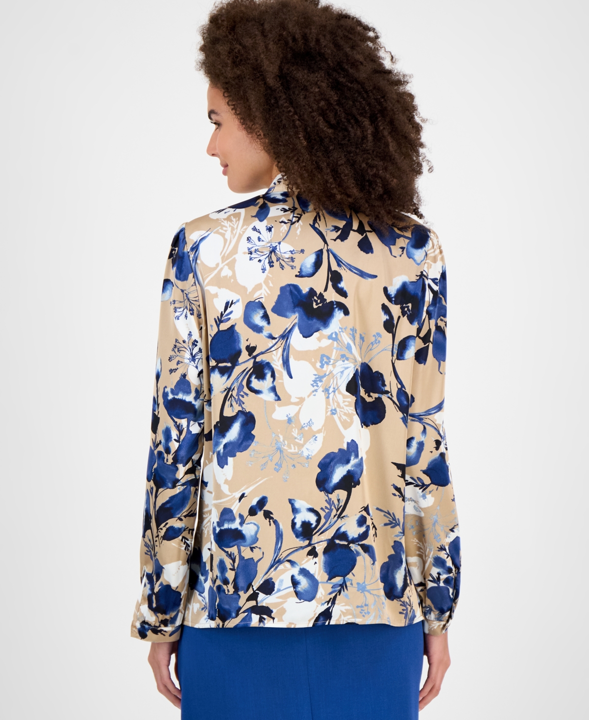 Kasper Floral-print V-neck Long-sleeve Top, Regular & Petite