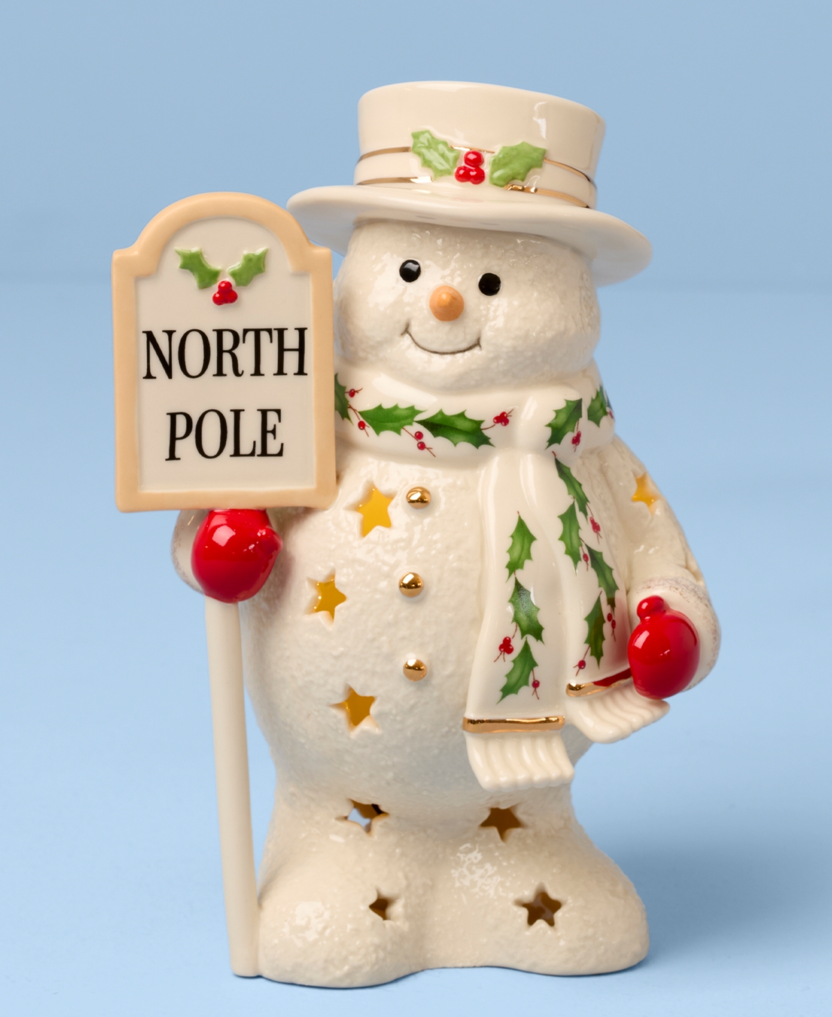 Lenox Happy Holly Days North Pole Snowman Lit Figurine In Multi