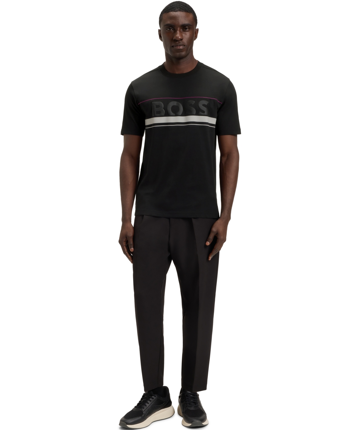 Hugo Boss Boss By  Men's Cotton-jersey Logo T-shirt In Black
