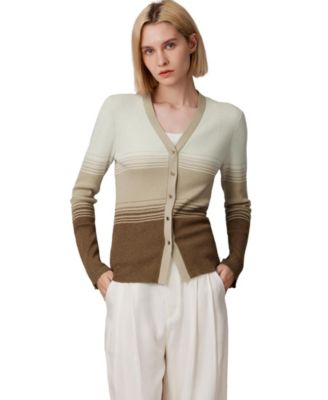 Women's Lurex Wool Cardigan | Metallic Button Up V Neck Sweater | Ultra Soft Ribbed Shimmer Knit | Machine Washable Cardigan Sweaters