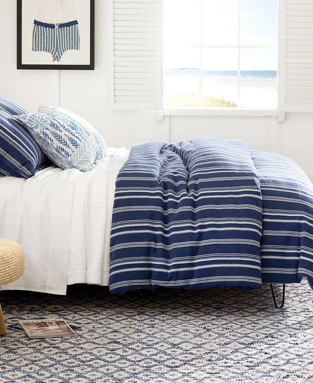 Dash And Albert Rugs By Annie Selke Denim Rag Diamond Da789 8'x10' Area Rug In White