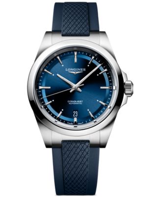 Men's Conquest Automatic Blue Rubber Watch 38mm