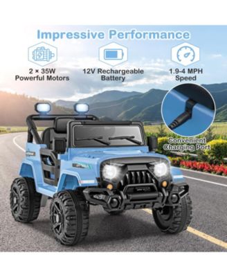 12V Kids Ride on Truck Car w/ Remote Control Threaded Wheels 3 Speeds LED Lights