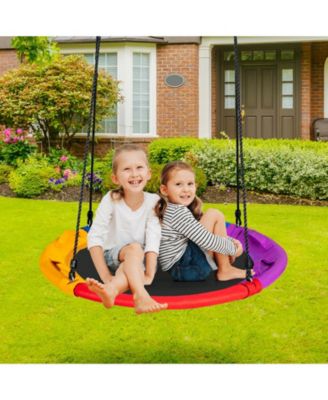 40 inch Saucer Tree Outdoor Round Platform Swing with Pillow and Handle