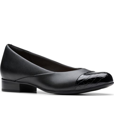 Женские балетки Clarks Juliet Rise без застёжки, цвет: Чёрный кожаный