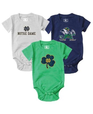 Wes & Willy - Baby Boys and Girls 3-Pack Navy/Green/White Notre Dame Fighting Irish Bodysuit Set