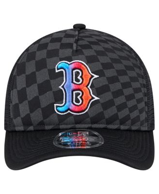 Men's Black Boston Red Sox Gradient 9FORTY A-Frame M-Crown Trucker Adjustable Hat