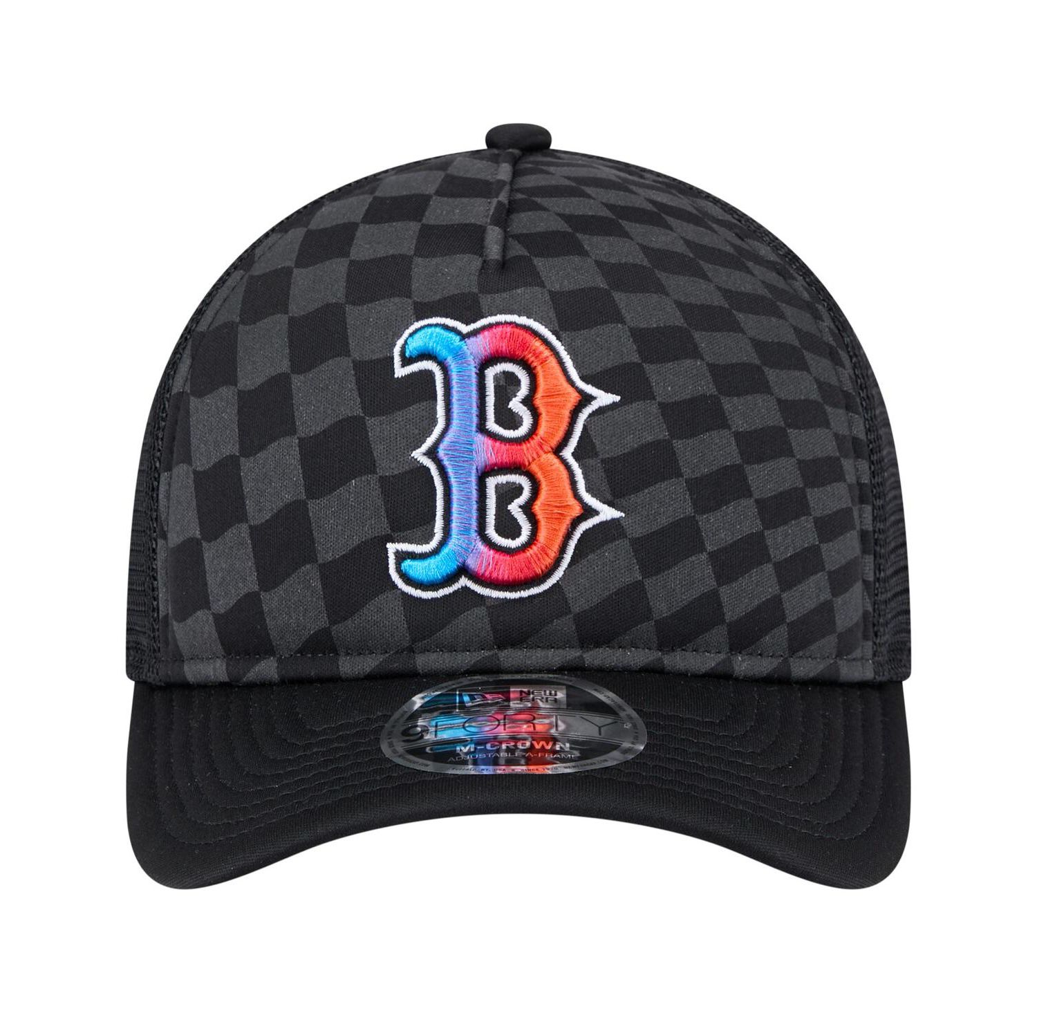 Men's Black Boston Red Sox Gradient 9FORTY A-Frame M-Crown Trucker Adjustable Hat