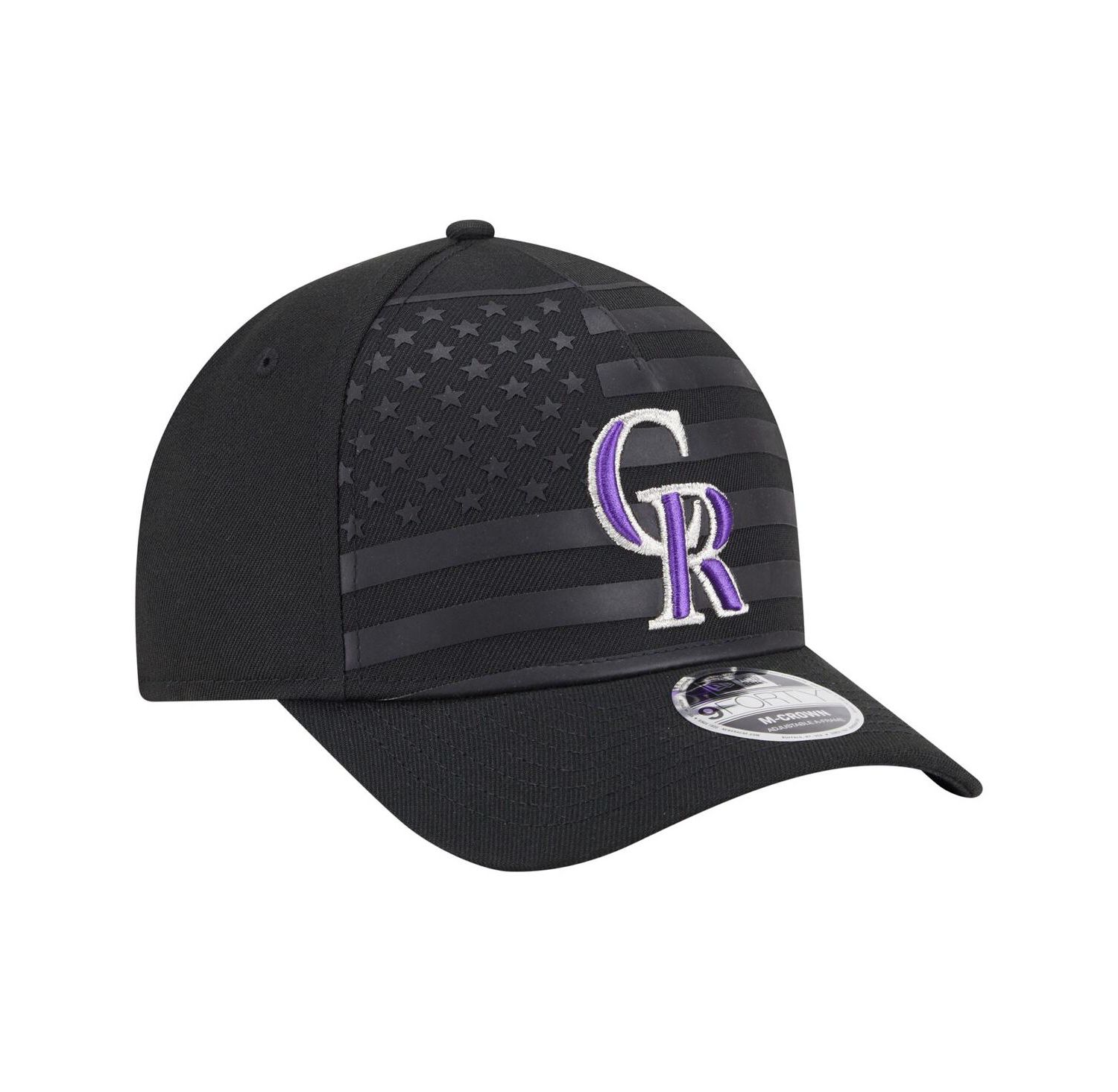 Men's Black Colorado Rockies American Flag 9FORTY M-Crown A-Frame Adjustable Hat