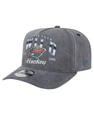 New Era - Men's Charcoal Minnesota Wild Throwback Washed A-Frame Pre-Curved 9FIFTY Snapback Hat
