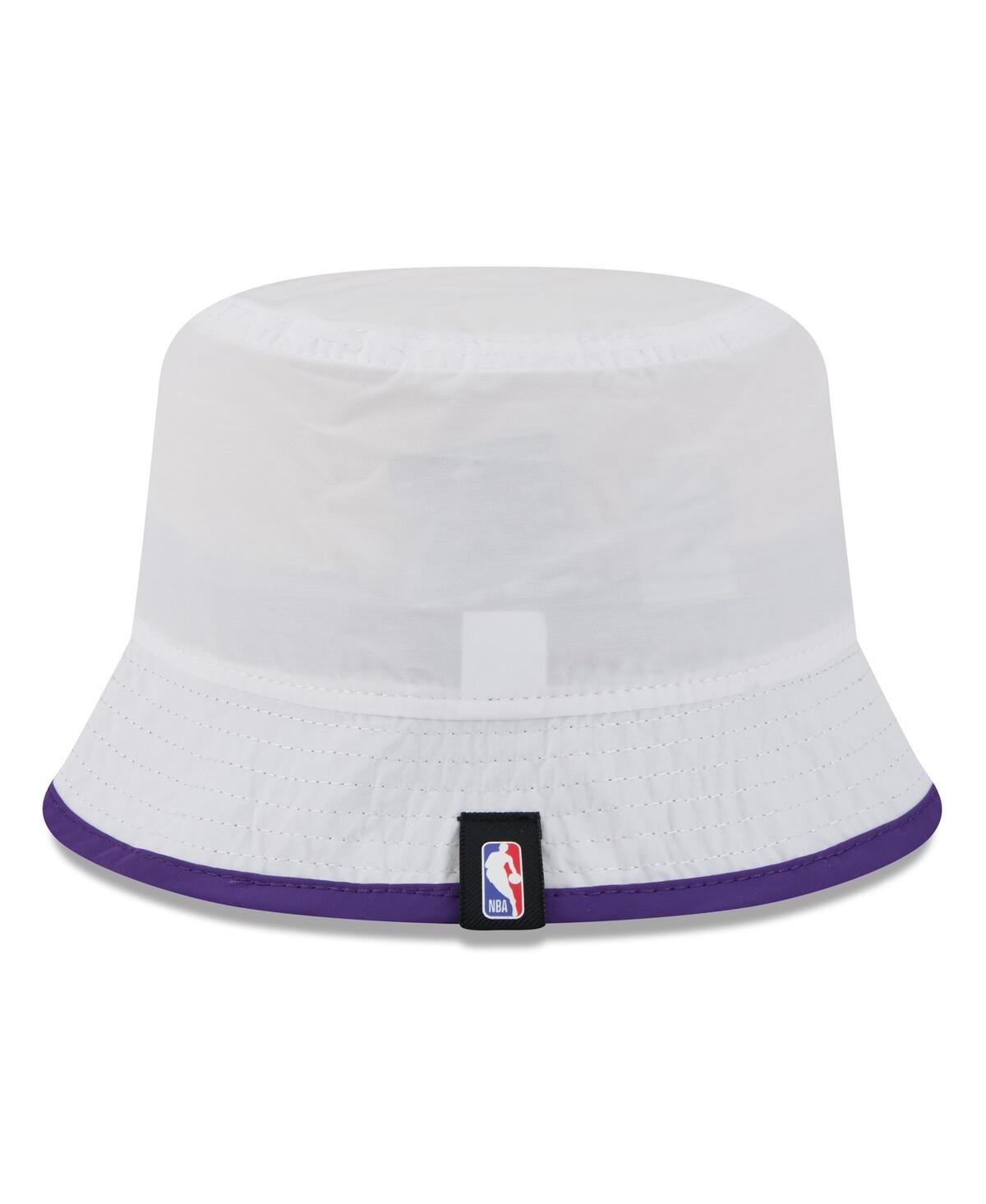 New Era Men's White/Purple Los Angeles Lakers 2025 Nba Draft Nylon Bucket Hat