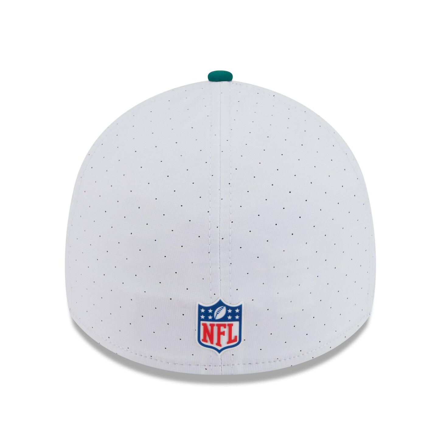Мужская кепка New Era White/Green New York Jets 2025 NFL Training Camp 39THIRTY Flex Hat — фото 2
