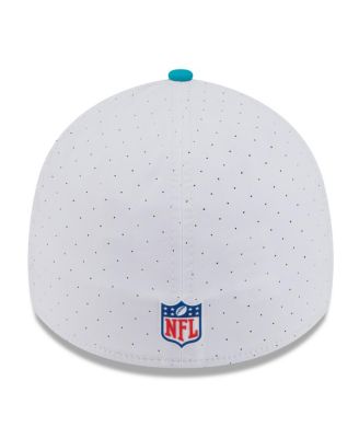 Men's White/Aqua Miami Dolphins 2025 NFL Training Camp 39THIRTY Flex Hat