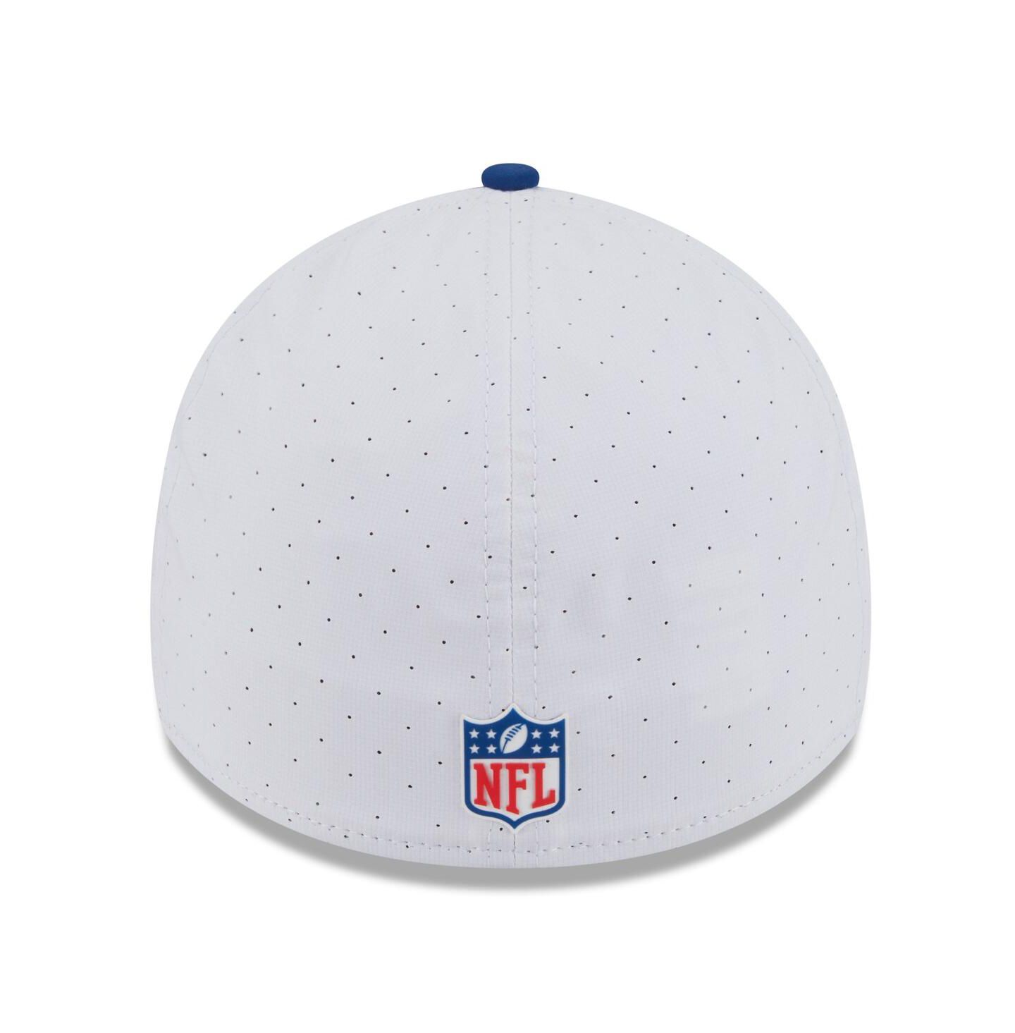 Мужская кепка New Era White/Royal Indianapolis Colts 2025 NFL Training Camp 39THIRTY Flex Hat — фото 4
