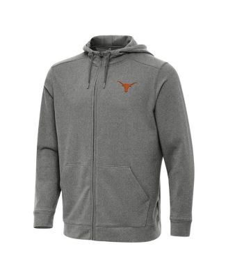 Antigua - Men's Heather Black Texas Longhorns Effortless Full-Zip Hoodie Jacket
