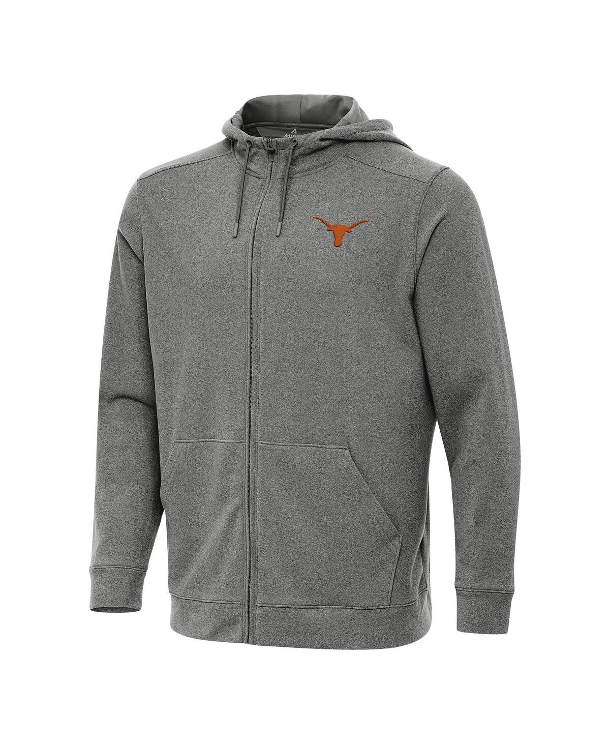 Men's Heather Black Texas Longhorns Effortless Full-Zip Hoodie Jacket - Charcoal