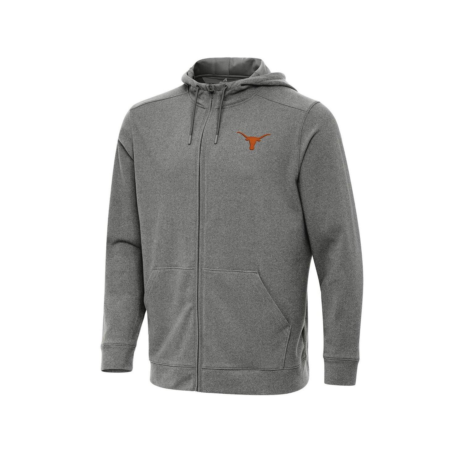 Men's Heather Black Texas Longhorns Effortless Full-Zip Hoodie Jacket