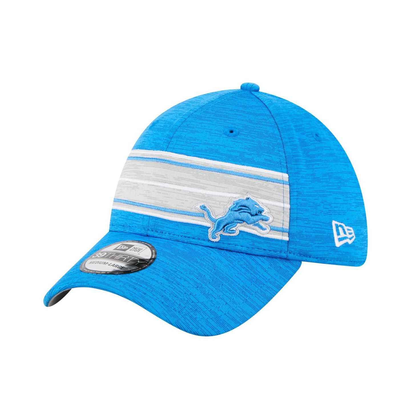 Мужская кепка New Era Blue Detroit Lions Stripes 39THIRTY Flex Hat — фото 1