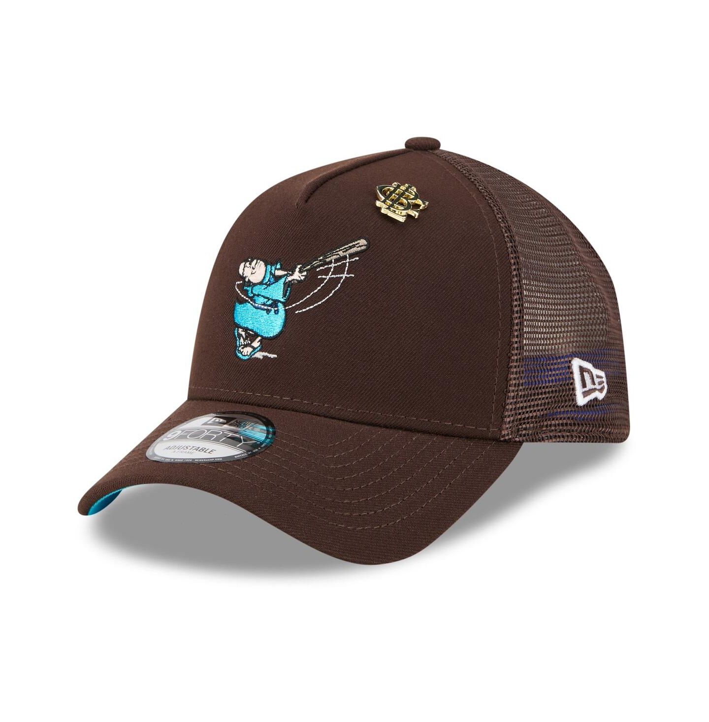 Мужская кепка New Era Brown San Diego Padres 2025 Big League Chew A-Frame 9FORTY Adjustable Trucker Hat — фото 1