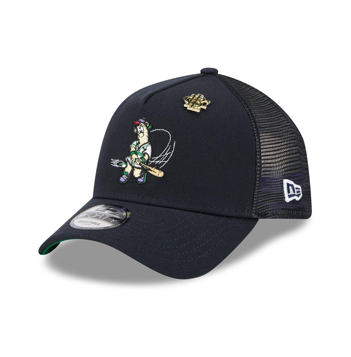 Мужская кепка New Era Navy Atlanta Braves 2025 Big League Chew A-Frame 9FORTY Adjustable Trucker Hat — фото 1