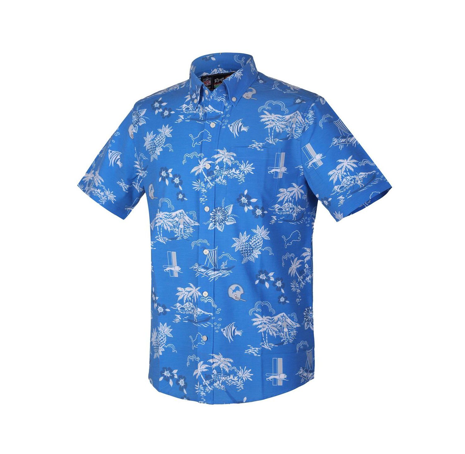 Men's Blue Detroit Lions Throwback Kekai Performance Button-Down Shirt