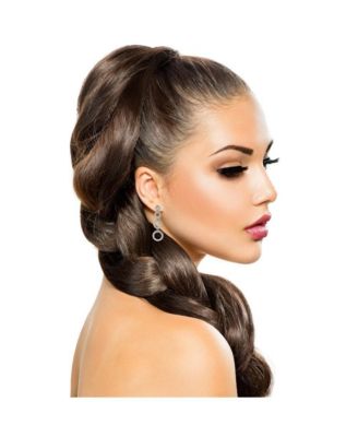 Suzy Levian Sterling Silver Cubic Zirconia Graduating Circle Drop Dangle Earrings