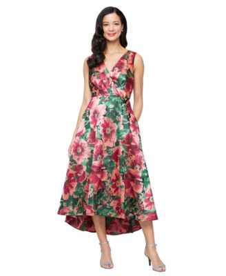 SL Fashions - Women's High-Low Jacquard Fit & Flare Dress