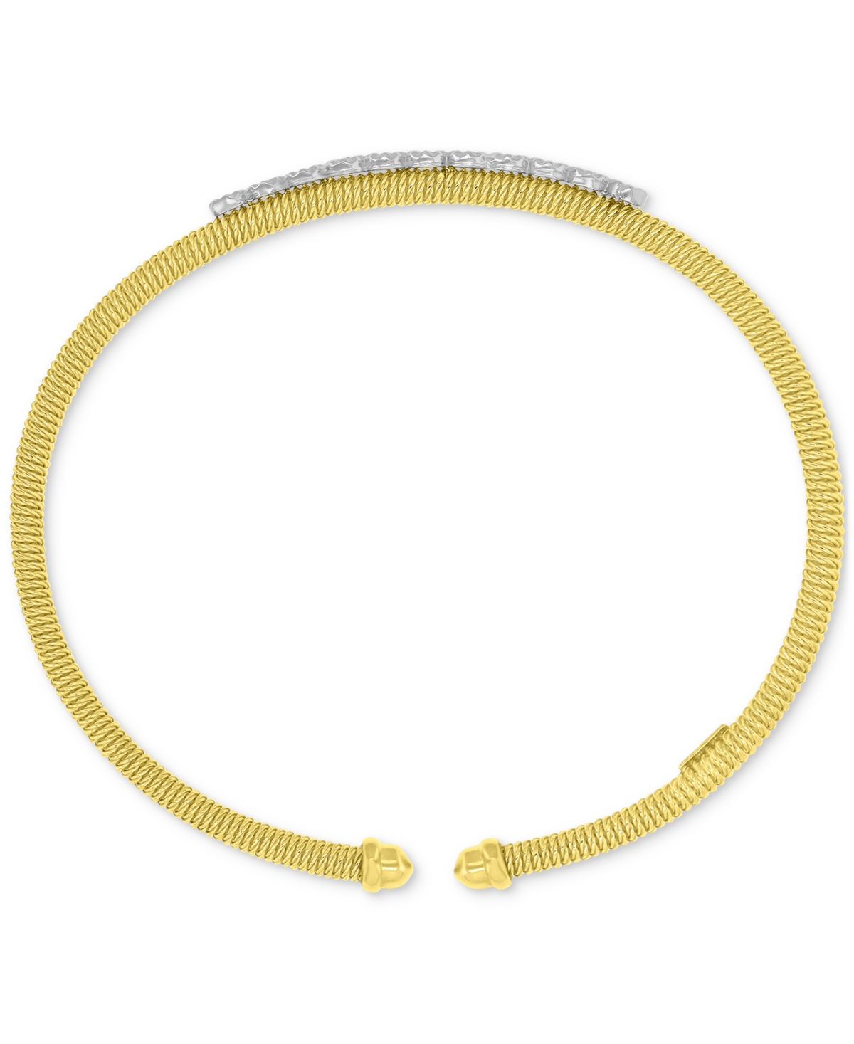 Macy's Round-cut Cubic Zirconia Mesh Cuff Bracelet In Sterling Silver Or 14k Gold Or 14k Rose Gold Over Ste In Gold
