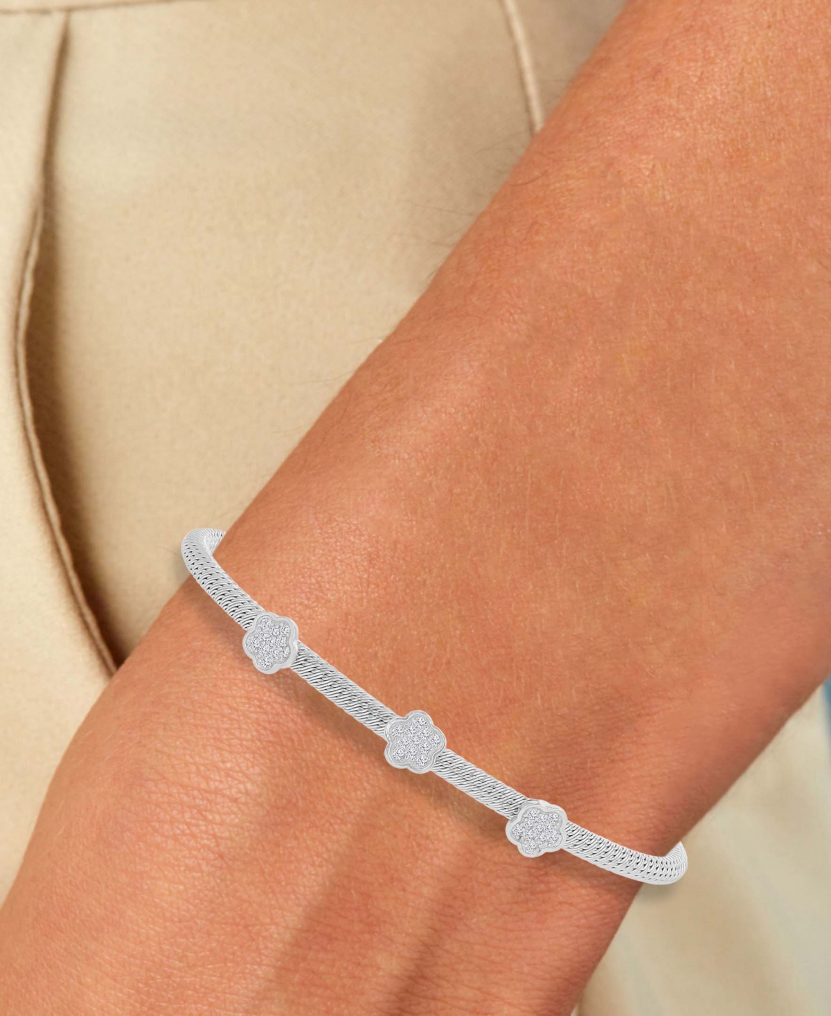 Macy's Cubic Zirconia Star Charm Bracelet Sterling Silver (also 14k Gold Over Silver)