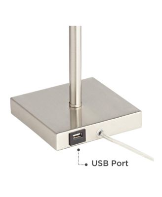 Franco Modern Table Lamps 26 1/2" High Set of 2 Brushed Nickel with USB Charging Ports White Square Shade for Bedroom Living Room Desk