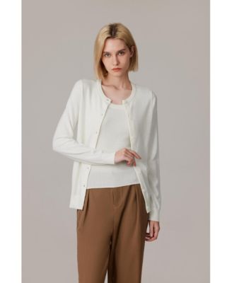 Women's 100% Merino Wool Light Weight Cardigan | Ultra Soft Fine-gauge Sweaters Machine Washable