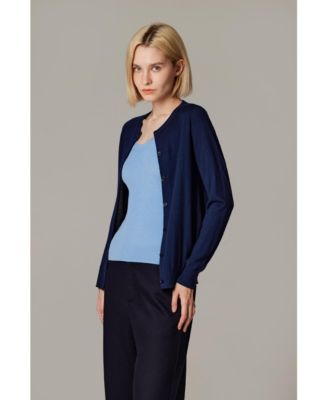Women's 100% Merino Wool Light Weight Cardigan | Ultra Soft Fine-gauge Sweaters Machine Washable