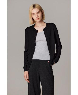 Women's 100% Merino Wool Light Weight Cardigan | Ultra Soft Fine-gauge Sweaters Machine Washable