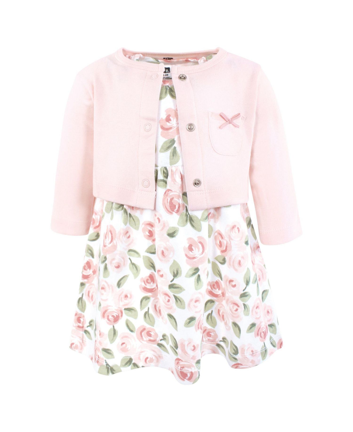 Baby Girls Hudson Comfortable Cotton Dress and Matching Cardigan Set