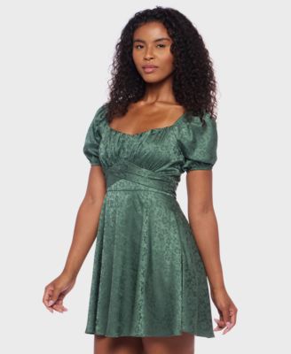 Juniors' Jacquard Floral Fit & flare Dress