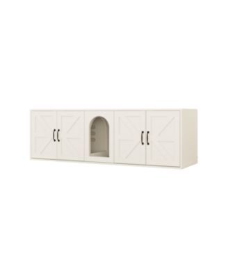 Double Cat Litter Box Enclosure - White