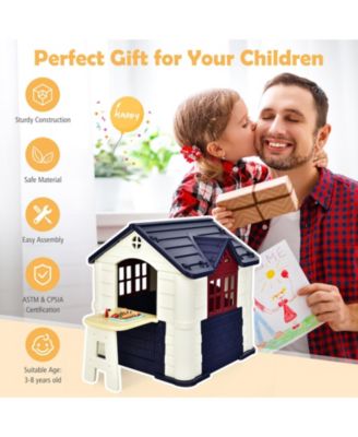 Playhouse for Kids, Outdoor Garden Games Cottage w/Working Doors & Windows