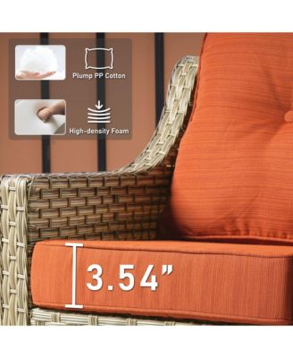 5 Piece Outdoor Rattan Patio Furniture Set with 3 Seat Sofa,Swivel Rocking Chairs,Solar Coffee Table,Wicker Sofa Set for Backyard and Porch