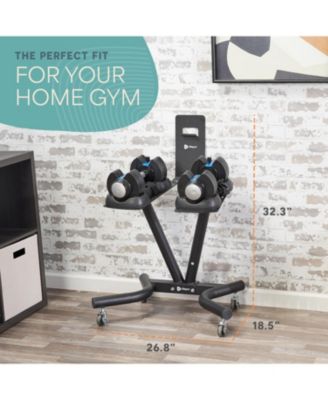 Adjustable Dumbbell Stand Rack – Compatible with PowerFlow Plus, PowerUp Plus & More – Phone Holder & Caster Wheels for Home Gym Storage