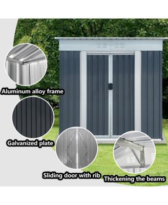 6FT Wx4FT H Metal Outdoor Storage Sheds with Sliding Doors