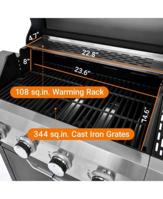 4 Burner 51,000 BTU Stainless Steel Barbecue Gas Grill with Side Burner and Cover