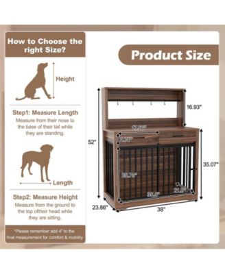 CASAINC 38" Wooden Kitchen Cabinet with 2 Storage Drawers and Shelves Dog Crate
