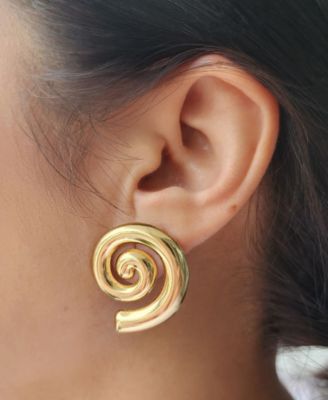 Tarnish Resistant Gold Swirl Statement Stud Earrings