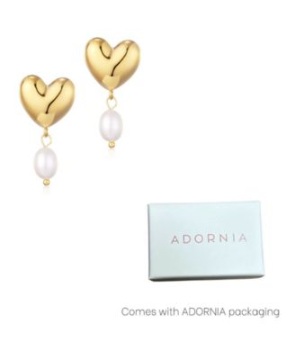Gold Freshwater Cultivated Pearl Heart Drop Earrings