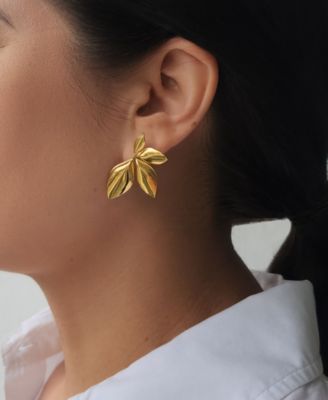 Gold Statement Flower Stud Earrings