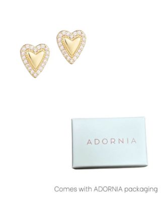 Gold Puffy Mini Halo Heart Stud Earrings