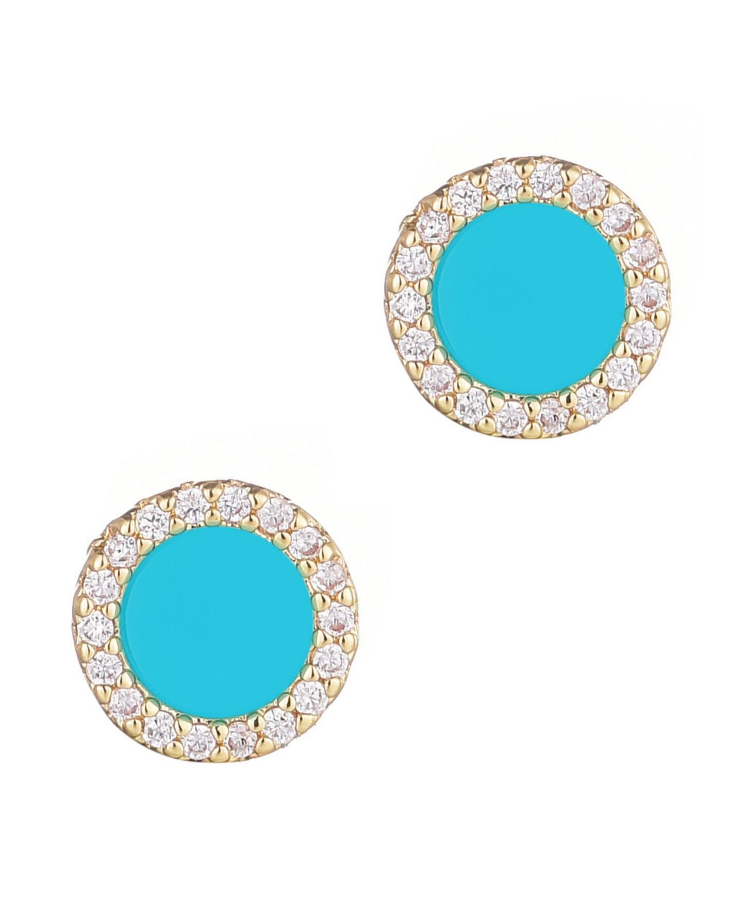 Gold Turquoise Circle Halo Stud Earrings